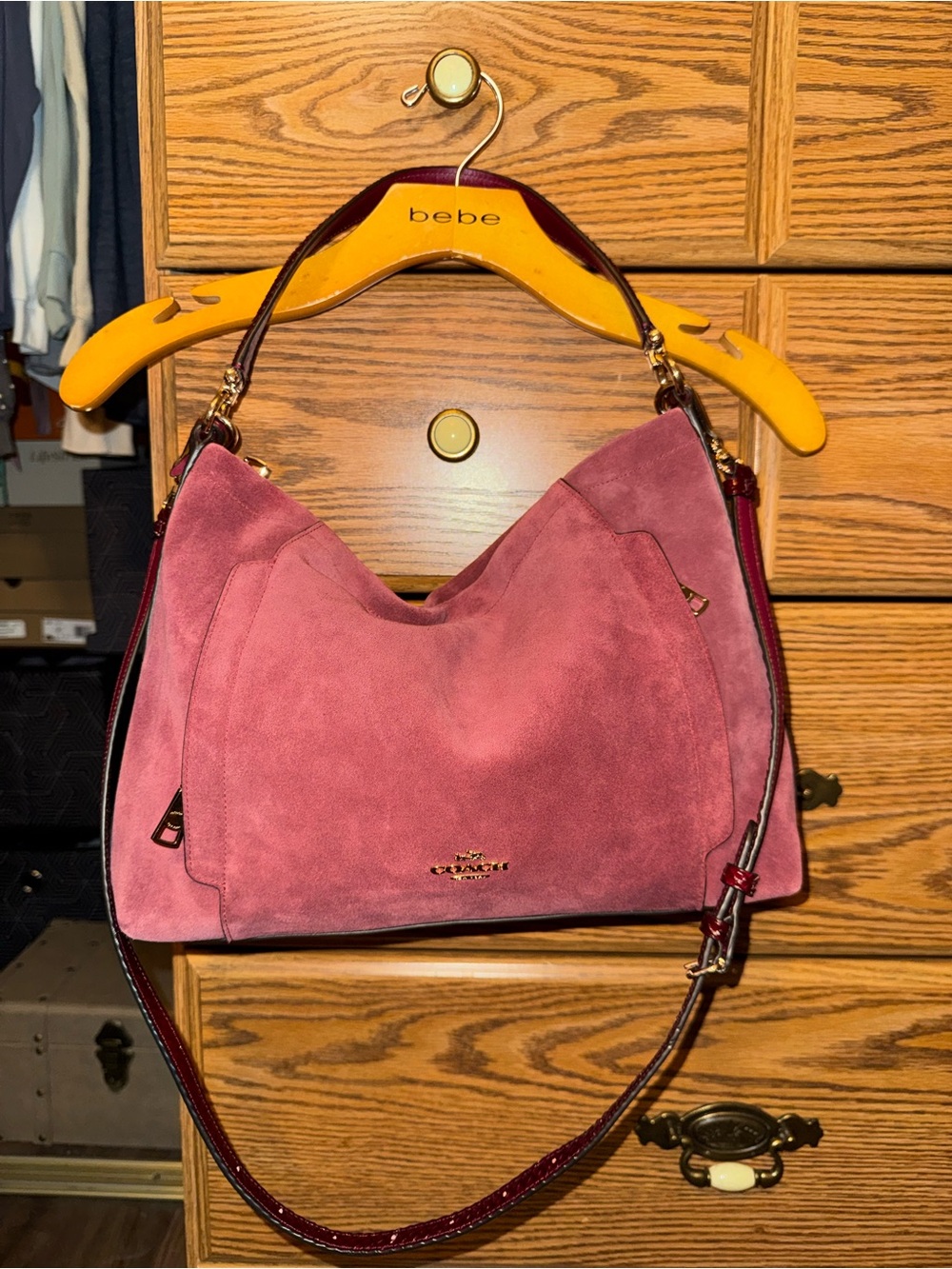 RARE!!! COACH Chelsea Hobo 35984 in Plum Suede & Burgundy